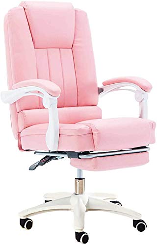SGKOMN Bürostuhl Drehbarer Schreibtischstuhl Ergonomischer Bürostuhl Hohe Rückenlehne Verstellbares Sitzkissen Armlehne Kopfstütze Computerstuhl Loungesessel 150° Liege- un, Pink von SGKOMN