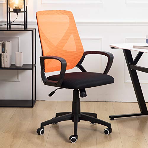 SGKOMN Bürostuhl Gaming-Stuhl Computerstuhl Ergonomischer Bürostuhl, Schreibtischstuhl aus Netzgewebe, höhenverstellbarer Computerstuhl, Chefsessel, rollender Konferenzstuh, Orange-58x103 von SGKOMN