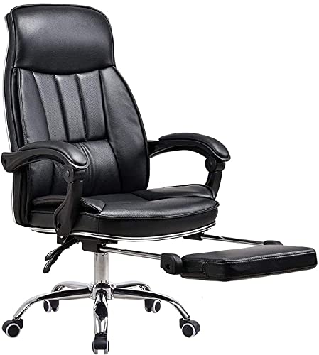 SGKOMN Bürostuhl Schreibtischstuhl Computerstuhl Büro- und Heimruhestuhl, Computerstuhl Heimstuhl, Bürostuhl, Chefsessel aus PU-Leder, Drehstuhl mit Hebefunktion, ergonomis, Black von SGKOMN