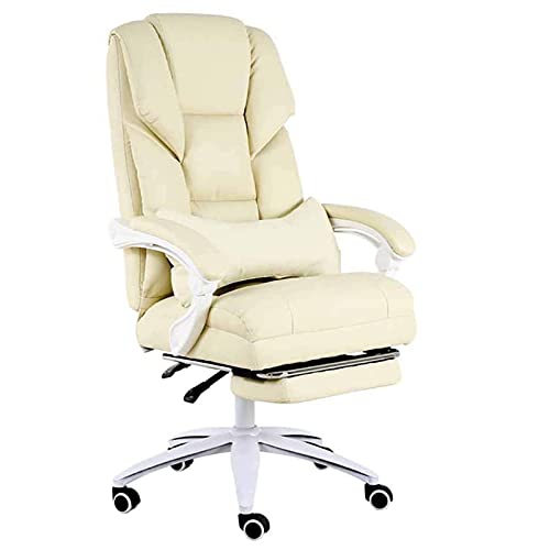 SGKOMN Bürostuhl Schreibtischstuhl Computerstuhl Computer Bürostuhl Schreibtischstuhl Hohe Rückenlehne Kissen Lordosenstütze mit Rädern Bequemer Rennsitz Verstellbarer Dreh, Beige von SGKOMN