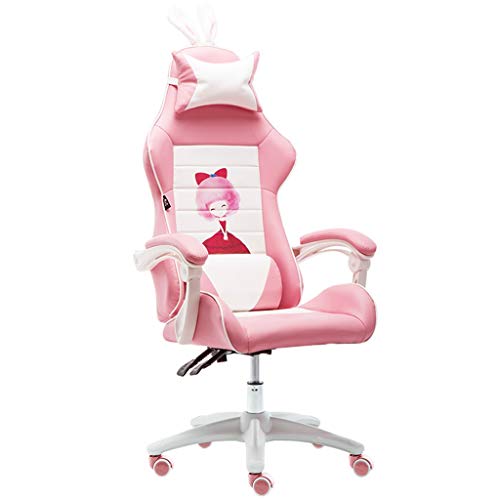 SGKOMN Bürostuhl Schreibtischstuhl Computerstuhl Empfangsstühle Gaming-Computer Wettbewerbsstuhl Ergonomischer Bürostuhl Liegender Chefsessel Büro Guter Leder-Chefsessel Zu, Pink D von SGKOMN