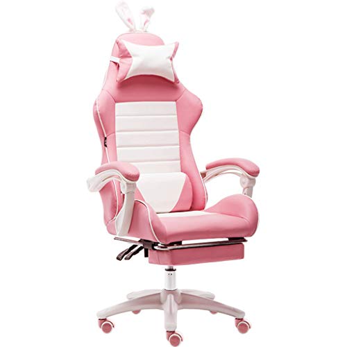 SGKOMN Bürostuhl Schreibtischstuhl Computerstuhl Empfangsstühle Gaming-Computer Wettbewerbsstuhl Ergonomischer Bürostuhl Liegender Chefsessel Büro Guter Leder-Chefsessel Zu, Pink G von SGKOMN
