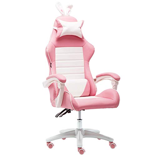 SGKOMN Bürostuhl Schreibtischstuhl Computerstuhl Empfangsstühle Gaming-Computer Wettbewerbsstuhl Ergonomischer Bürostuhl Liegender Chefsessel Büro Guter Leder-Chefsessel Zu, Pink a von SGKOMN