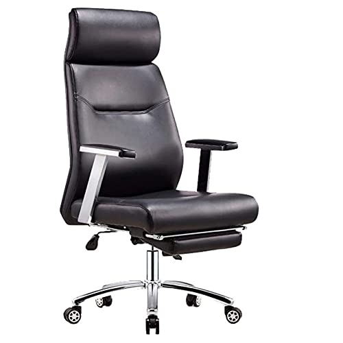 SGKOMN Bürostuhl Schreibtischstuhl Computerstuhl Ergonomischer Computerstuhl, Bürostuhl, Bequemer Chefstuhl mit hoher Rückenlehne, Haushaltssitz aus PU-Leder, Black von SGKOMN