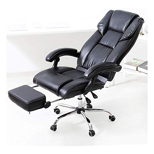SGKOMN Bürostuhl Schreibtischstuhl Computerstuhl Liegender Bürolederstuhl, Heim-Rückenlehne Hebe-Drehstuhl Computerstuhl Braunes PU + Pedal-Schwarz, Weich und Bequem, Black von SGKOMN