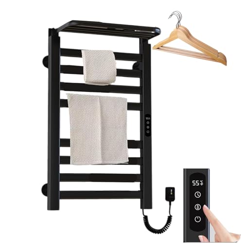 SGKOMN Elektrisch beheizte Handtuchhalter – Handtuchwärmer-Schiene, an der Wand montierte Handtuchwärmer mit oberer Ablage, eingebauter Timer, Temperatureinstellung 86–158 °F/30–70, Black SGKOMN Elektrisch beheizte Handtuchhalter – Handtuchwärmer-Schiene, an der Wand montierte Handtuchwärmer mit oberer Ablage, eingebauter Timer, Temperatureinstellung 86–158 °F/30–70, Black von SGKOMN