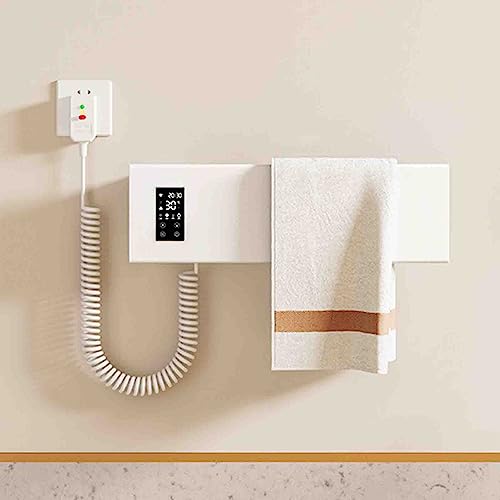 SGKOMN Elektrisch beheizter Handtuchhalter, Heizkörper, Badezimmer-Handtuchwärmer, an der Wand montierter Handtuchtrockner aus Aluminiumlegierung mit Timer, White-220V Left Line von SGKOMN