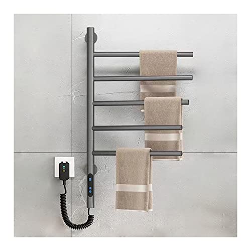 SGKOMN Elektrisch beheizter Handtuchhalter für Badezimmer, drehbarer Handtuchwärmer zur Wandmontage, Wäscheständer mit 5 Edelstahlstangen, thermostatische Heizung zum Trocknen von H, Grey SGKOMN Elektrisch beheizter Handtuchhalter für Badezimmer, drehbarer Handtuchwärmer zur Wandmontage, Wäscheständer mit 5 Edelstahlstangen, thermostatische Heizung zum Trocknen von H, Grey von SGKOMN
