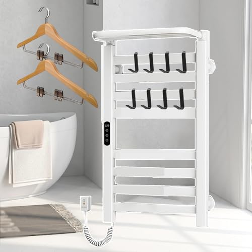 SGKOMN Elektrisch beheizter Handtuchhalter für Badezimmer - Wandmontierter beheizter Handtuchhalter, Handtuchwärmer mit 1-9-Stunden-Timer und Temperatur 30-70 ℃, Beheizter Wäschestä, White SGKOMN Elektrisch beheizter Handtuchhalter für Badezimmer - Wandmontierter beheizter Handtuchhalter, Handtuchwärmer mit 1-9-Stunden-Timer und Temperatur 30-70 ℃, Beheizter Wäschestä, White von SGKOMN