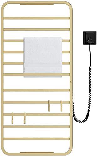 SGKOMN Elektrischer Heizhandtuchhalter, Elektrischer Heizhandtuchhalter mit intelligenter Konstanttemperaturfunktion, Handtuchhalter aus Edelstahl 304, Elektrischer Heiztrockner mit, Gold von SGKOMN