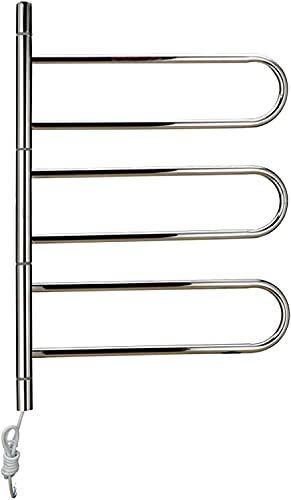 SGKOMN Handtuchwärmer, 6-Stangen-Wand-Handtuchwärmer, 180° drehbarer elektrischer Handtuchhalter, beheizter Handtuchhalter, Heizkörper, geringer Stromverbrauch, beweglich/anschließb von SGKOMN
