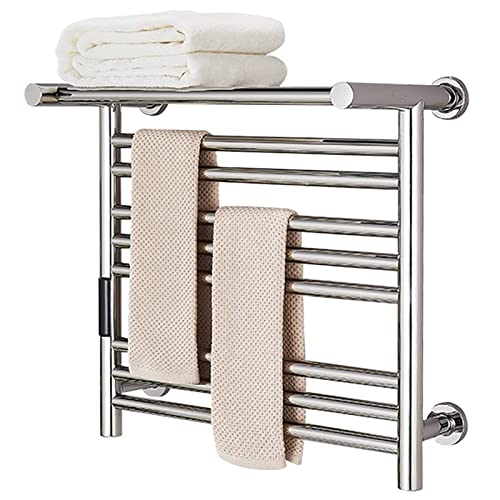 SGKOMN Handtuchwärmer-Heizkörper für Badezimmer, elektrischer Handtuchwärmer aus Edelstahl 304 mit Timer, wandmontierter 8-Stangen-Handtuchwärmer mit oberer Ablage, 80 W, 50 x 50 x, Bright-Plug in SGKOMN Handtuchwärmer-Heizkörper für Badezimmer, elektrischer Handtuchwärmer aus Edelstahl 304 mit Timer, wandmontierter 8-Stangen-Handtuchwärmer mit oberer Ablage, 80 W, 50 x 50 x, Bright-Plug in von SGKOMN