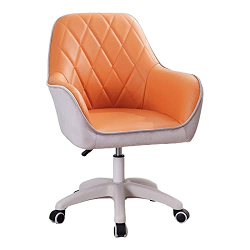 SGKOMN PU-gepolsterter Home-Office-Stuhl, Computerstuhl mit mittlerer Rückenlehne, Schminkstuhl, Drehstuhl mit Rollen für das Studium im Wohnzimmer, Orange SGKOMN PU-gepolsterter Home-Office-Stuhl, Computerstuhl mit mittlerer Rückenlehne, Schminkstuhl, Drehstuhl mit Rollen für das Studium im Wohnzimmer, Orange von SGKOMN