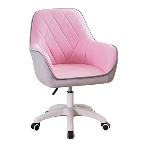 SGKOMN PU-gepolsterter Home-Office-Stuhl, Computerstuhl mit mittlerer Rückenlehne, Schminkstuhl, Drehstuhl mit Rollen für das Studium im Wohnzimmer, Pink SGKOMN PU-gepolsterter Home-Office-Stuhl, Computerstuhl mit mittlerer Rückenlehne, Schminkstuhl, Drehstuhl mit Rollen für das Studium im Wohnzimmer, Pink von SGKOMN