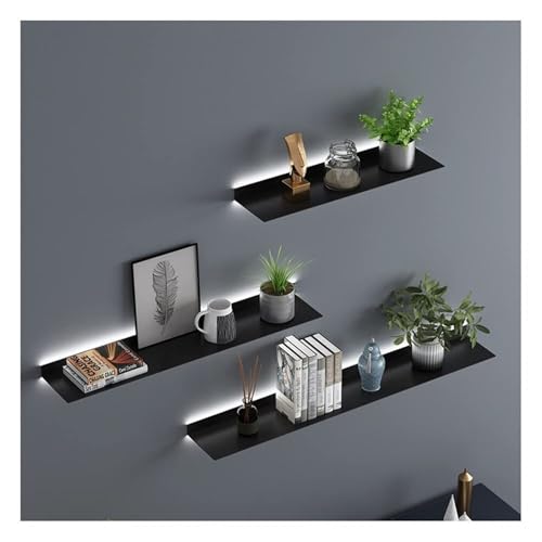 SGKOMN Schwebende Regale zur Wandmontage, beleuchtetes Wandregal mit integriertem LED-Licht, kreative Ausstellungsregale aus Metall für Pflanzenregale oder Bücherregale, Wandregal ent(Black 120x15cm) SGKOMN Schwebende Regale zur Wandmontage, beleuchtetes Wandregal mit integriertem LED-Licht, kreative Ausstellungsregale aus Metall für Pflanzenregale oder Bücherregale, Wandregal ent(Black 120x15cm) von SGKOMN