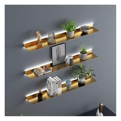 SGKOMN Schwebende Regale zur Wandmontage, beleuchtetes Wandregal mit integriertem LED-Licht, kreative Ausstellungsregale aus Metall für Pflanzenregale oder Bücherregale, Wandregal ent(Gold 100x15cm) SGKOMN Schwebende Regale zur Wandmontage, beleuchtetes Wandregal mit integriertem LED-Licht, kreative Ausstellungsregale aus Metall für Pflanzenregale oder Bücherregale, Wandregal ent(Gold 100x15cm) von SGKOMN