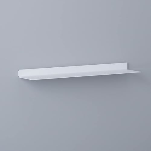 SGKOMN Weißes Lagerregal zur Wandmontage, schwebendes Ausstellungsregal mit eingebautem beleuchtetem LED-Tageslicht, lichtemittierendes Wandregal aus Metall(White 60x20x6CM) von SGKOMN