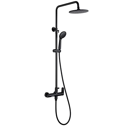 Schwarzes Duschsystem, wandmontiertes Duscharmatur-Set mit Hochdruck-Regenduschkopf und Handbrause-Set, Wasserfall-Badewannenfüller von SGKOMN