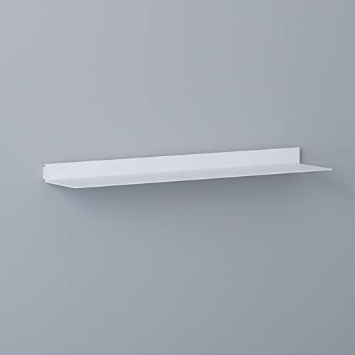 Schwebendes Regal, weißes, wandmontiertes Lagerregal, schwebendes Ausstellungsregal mit eingebautem beleuchtetem LED-Tageslicht, wandmontiertes, lichtemittierendes Regal aus Me(White 80x20x6CM) von SGKOMN