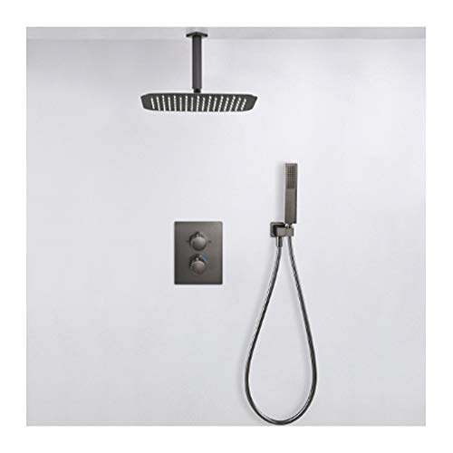 Thermostatisches Duschsystem, verdecktes graues Dusch-Kombi-Set, an der Decke montiertes Duscharmatur-Set mit Duschkopf aus Edelstahl, Handbrause von SGKOMN