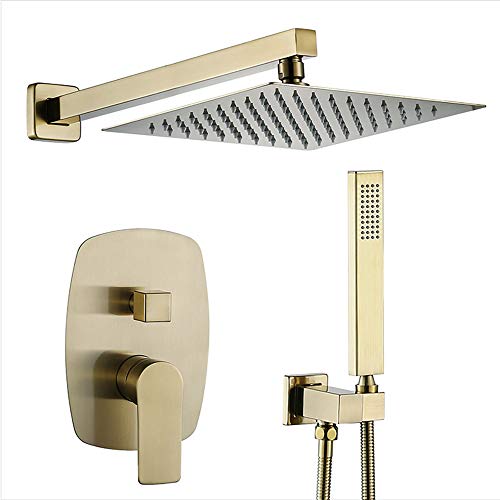Verdecktes Dusch-Kombi-Set aus gebürstetem Gold, Wandmontage, Duscharmatur-Set mit Duschkopf aus Edelstahl, Handbrause von SGKOMN