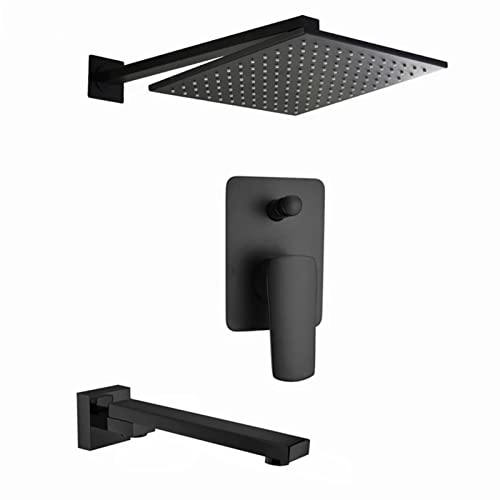 Wandduschsystem, Einhand-Regendusche aus Messing für Badezimmer, komplett mit Handbrause, Badewanneneinlauf, 12 Zoll(10inch) von SGKOMN