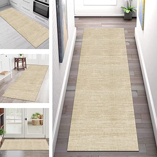 Läufer Teppich Lang Flur rutschfest Waschbar Küche Korridor Teppichläufer Beige-gelb Abstract 100X450CM Teppichmatten Küchenläufer Wohnzimmer Kinderzimmer Esszimmer Anpassbare Küchenteppich Meterware von SGLGSTORE