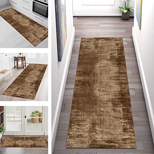 Läufer Teppich Lang Flur rutschfest Waschbar Küche Korridor Teppichläufer Braun 60X250CM Modern Teppichmatten Küchenläufer Wohnzimmer Schlafzimmer Kinderzimmer Badezimmer Küchenteppich Flurläufer von SGLGSTORE