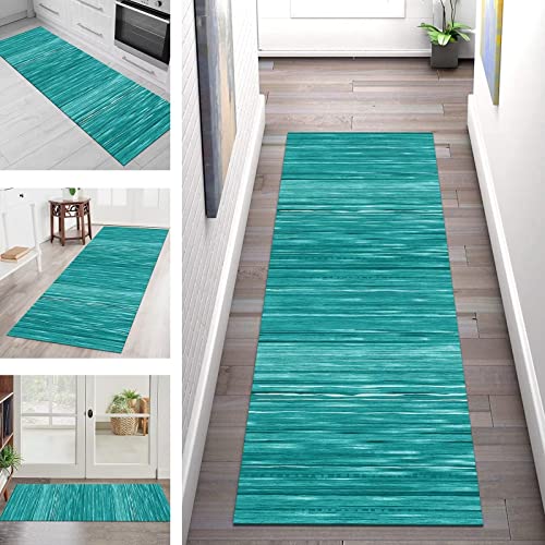 Läufer Teppich Lang Flur rutschfest Waschbar Küche Korridor Teppichläufer Cyan 3D 70X140CM Modern Teppichmatten Küchenläufer Wohnzimmer Schlafzimmer Kinderzimmer Badezimmer Küchenteppich Flurläufer von SGLGSTORE