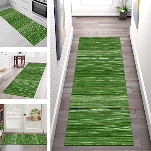 Läufer Teppich Lang Flur rutschfest Waschbar Küche Korridor Teppichläufer Grün 3D 90X120CM Modern Teppichmatten Küchenläufer Wohnzimmer Schlafzimmer Kinderzimmer Badezimmer Küchenteppich Flurläufer von SGLGSTORE