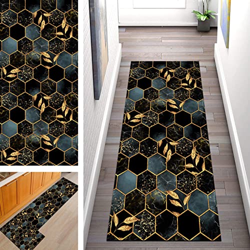 SGLGSTORE Läufer Teppich Flur Hexagon Geometrischer rutschfeste, Korridor Teppichläufer für Küche Wohnzimmer Schlafzimmer Bodenmatte Größe Kann Angepasst Werden (Color : A, Size : 80x150cm) von SGLGSTORE