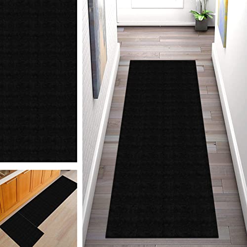 SGLGSTORE Schwarz Teppich Läufer Flur rutschfest Modern Küchenläufer, Waschbar Korridor Teppichläufer Flur Küche Teppich Schlafzimmer Wohnzimmer Meterware Anpassbar (Color : A, Size : 100x500cm) von SGLGSTORE
