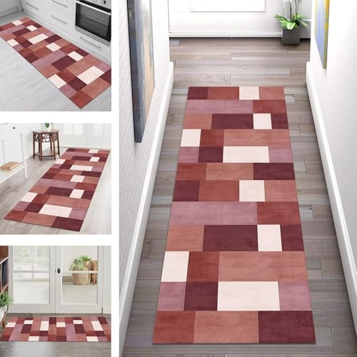 SGLGSTORE Teppich Läufer Flur Küche rutschfest Waschbar Schmutzfangmatte 100X150CM Teppichläufer Kücheläufer Rot Rosa Teppichmatte Meterware Wohnzimmer Schlafzimmer Flurteppich Schmutzfangteppich SGLGSTORE Teppich Läufer Flur Küche rutschfest Waschbar Schmutzfangmatte 100X150CM Teppichläufer Kücheläufer Rot Rosa Teppichmatte Meterware Wohnzimmer Schlafzimmer Flurteppich Schmutzfangteppich von SGLGSTORE