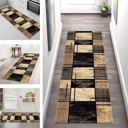 SGLGSTORE Teppich Läufer Flur Küche rutschfest Waschbar Schmutzfangmatte 100X300CM Teppichläufer Kücheläufer Braun Schwarz Teppichmatte Meterware Wohnzimmer Schlafzimmer Flurteppich Schmutzfangteppich SGLGSTORE Teppich Läufer Flur Küche rutschfest Waschbar Schmutzfangmatte 100X300CM Teppichläufer Kücheläufer Braun Schwarz Teppichmatte Meterware Wohnzimmer Schlafzimmer Flurteppich Schmutzfangteppich von SGLGSTORE