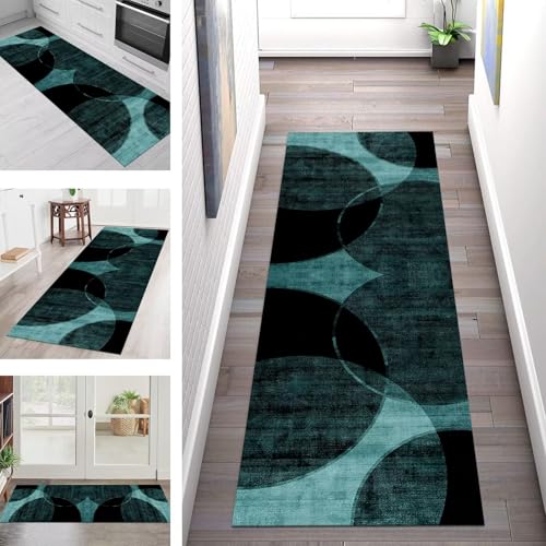 SGLGSTORE Teppich Läufer Flur Küche rutschfest Waschbar Schmutzfangmatte 100X500CM Teppichläufer Kücheläufer Cyan Schwarz Teppichmatte Wohnzimmer Schlafzimmer Esszimmer Flurteppich Schmutzfangteppich SGLGSTORE Teppich Läufer Flur Küche rutschfest Waschbar Schmutzfangmatte 100X500CM Teppichläufer Kücheläufer Cyan Schwarz Teppichmatte Wohnzimmer Schlafzimmer Esszimmer Flurteppich Schmutzfangteppich von SGLGSTORE