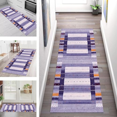 SGLGSTORE Teppich Läufer Flur Küche rutschfest Waschbar Schmutzfangmatte 110X240CM Teppichläufer Küchenläufer Teppichmatten Violett Orange Boho Wohnzimmer Schlafzimmer Meterware Schmutzfangteppich SGLGSTORE Teppich Läufer Flur Küche rutschfest Waschbar Schmutzfangmatte 110X240CM Teppichläufer Küchenläufer Teppichmatten Violett Orange Boho Wohnzimmer Schlafzimmer Meterware Schmutzfangteppich von SGLGSTORE