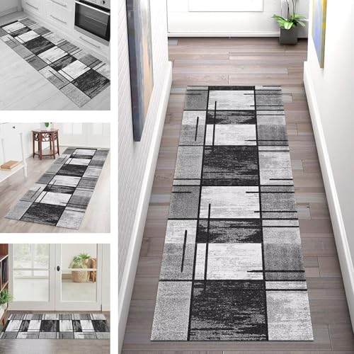 SGLGSTORE Teppich Läufer Flur Küche rutschfest Waschbar Schmutzfangmatte 110X500CM Teppichläufer Kücheläufer Grau Schwarz Teppichmatte Meterware Wohnzimmer Schlafzimmer Flurteppich Schmutzfangteppich SGLGSTORE Teppich Läufer Flur Küche rutschfest Waschbar Schmutzfangmatte 110X500CM Teppichläufer Kücheläufer Grau Schwarz Teppichmatte Meterware Wohnzimmer Schlafzimmer Flurteppich Schmutzfangteppich von SGLGSTORE