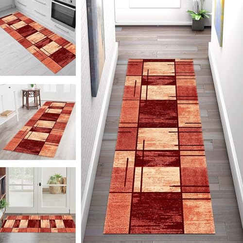 SGLGSTORE Teppich Läufer Flur Küche rutschfest Waschbar Schmutzfangmatte 110X500CM Teppichläufer Kücheläufer Rot Orange Teppichmatte Meterware Wohnzimmer Schlafzimmer Flurteppich Schmutzfangteppich SGLGSTORE Teppich Läufer Flur Küche rutschfest Waschbar Schmutzfangmatte 110X500CM Teppichläufer Kücheläufer Rot Orange Teppichmatte Meterware Wohnzimmer Schlafzimmer Flurteppich Schmutzfangteppich von SGLGSTORE