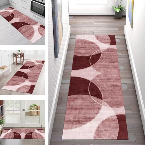 SGLGSTORE Teppich Läufer Flur Küche rutschfest Waschbar Schmutzfangmatte 110X500CM Teppichläufer Kücheläufer Rot Teppichmatte Wohnzimmer Schlafzimmer Esszimmer Flurteppich Schmutzfangteppich von SGLGSTORE