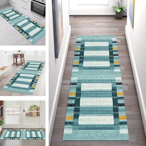 SGLGSTORE Teppich Läufer Flur Küche rutschfest Waschbar Schmutzfangmatte 120X450CM Teppichläufer Küchenläufer Teppichmatten Cyan Orange Violett Wohnzimmer Schlafzimmer Meterware Schmutzfangteppich von SGLGSTORE