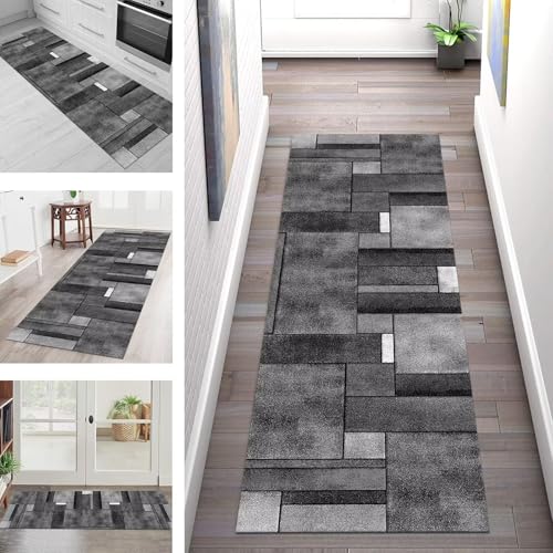 SGLGSTORE Teppich Läufer Flur Küche rutschfest Waschbar Schmutzfangmatte 120X500CM Teppichläufer Kücheläufer Grau Schwarz Teppichmatte Meterware Wohnzimmer Schlafzimmer Flurteppich Schmutzfangteppich SGLGSTORE Teppich Läufer Flur Küche rutschfest Waschbar Schmutzfangmatte 120X500CM Teppichläufer Kücheläufer Grau Schwarz Teppichmatte Meterware Wohnzimmer Schlafzimmer Flurteppich Schmutzfangteppich von SGLGSTORE