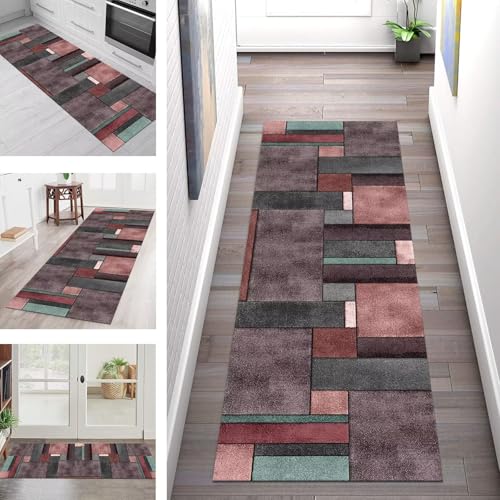 SGLGSTORE Teppich Läufer Flur Küche rutschfest Waschbar Schmutzfangmatte 120X500CM Teppichläufer Kücheläufer Rot Cyan Teppichmatte Meterware Wohnzimmer Schlafzimmer Flurteppich Schmutzfangteppich SGLGSTORE Teppich Läufer Flur Küche rutschfest Waschbar Schmutzfangmatte 120X500CM Teppichläufer Kücheläufer Rot Cyan Teppichmatte Meterware Wohnzimmer Schlafzimmer Flurteppich Schmutzfangteppich von SGLGSTORE