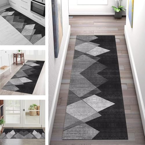 SGLGSTORE Teppich Läufer Flur Küche rutschfest Waschbar Schmutzfangmatte 40X100CM Teppichläufer Kücheläufer Grau Schwarz Teppichmatte Wohnzimmer Schlafzimmer Esszimmer Flurteppich Schmutzfangteppich SGLGSTORE Teppich Läufer Flur Küche rutschfest Waschbar Schmutzfangmatte 40X100CM Teppichläufer Kücheläufer Grau Schwarz Teppichmatte Wohnzimmer Schlafzimmer Esszimmer Flurteppich Schmutzfangteppich von SGLGSTORE