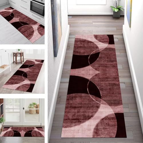 SGLGSTORE Teppich Läufer Flur Küche rutschfest Waschbar Schmutzfangmatte 40X150CM Teppichläufer Kücheläufer Dunkelrot Teppichmatte Wohnzimmer Schlafzimmer Esszimmer Flurteppich Schmutzfangteppich von SGLGSTORE