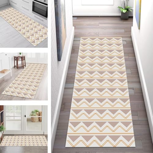 SGLGSTORE Teppich Läufer Flur Küche rutschfest Waschbar Schmutzfangmatte 40X150CM Teppichläufer Kücheläufer Grau Orange Rot Teppichmatte Meterware Wohnzimmer Schlafzimmer Schmutzfangteppich von SGLGSTORE