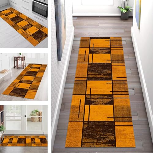 SGLGSTORE Teppich Läufer Flur Küche rutschfest Waschbar Schmutzfangmatte 40X250CM Teppichläufer Kücheläufer Orange Braun Teppichmatte Meterware Wohnzimmer Schlafzimmer Flurteppich Schmutzfangteppich SGLGSTORE Teppich Läufer Flur Küche rutschfest Waschbar Schmutzfangmatte 40X250CM Teppichläufer Kücheläufer Orange Braun Teppichmatte Meterware Wohnzimmer Schlafzimmer Flurteppich Schmutzfangteppich von SGLGSTORE