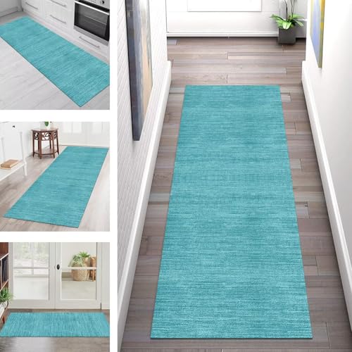 SGLGSTORE Teppich Läufer Flur Küche rutschfest Waschbar Schmutzfangmatte 40X60CM Teppichläufer Kücheläufer Cyan Teppichmatte Meterware Wohnzimmer Schlafzimmer Esszimmer Flurteppich Schmutzfangteppich von SGLGSTORE