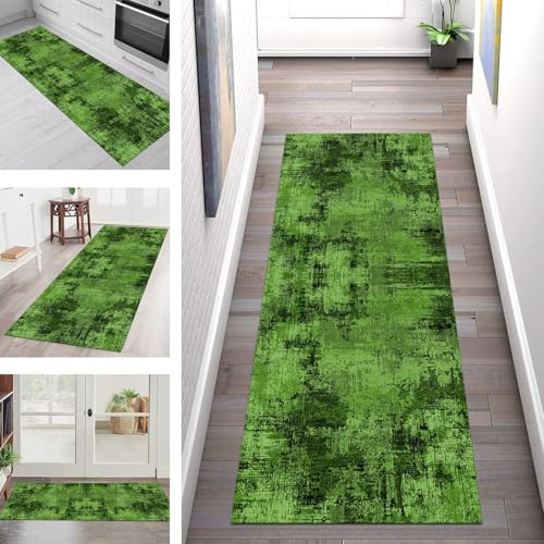 SGLGSTORE Teppich Läufer Flur Küche rutschfest Waschbar Schmutzfangmatte 40X60CM Teppichläufer Kücheläufer Grün Schwarz Teppichmatte Wohnzimmer Schlafzimmer Flurteppich Schmutzfangteppich von SGLGSTORE