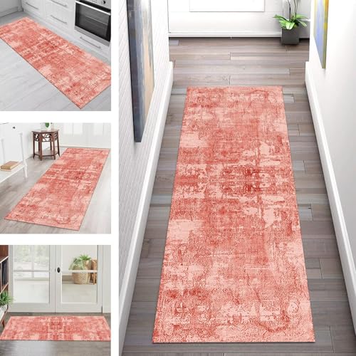 SGLGSTORE Teppich Läufer Flur Küche rutschfest Waschbar Schmutzfangmatte 40X60CM Teppichläufer Kücheläufer Rot Teppichmatte Meterware Wohnzimmer Schlafzimmer Esszimmer Flurteppich Schmutzfangteppich von SGLGSTORE