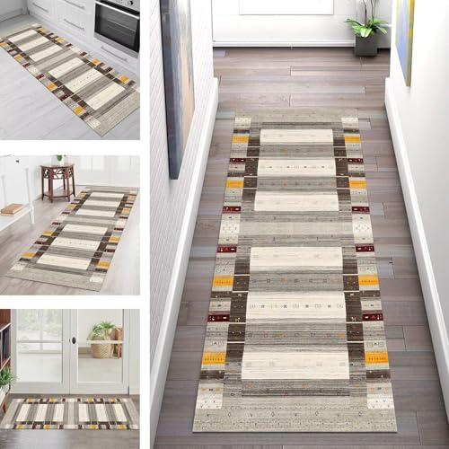 SGLGSTORE Teppich Läufer Flur Küche rutschfest Waschbar Schmutzfangmatte 40X60CM Teppichläufer Küchenläufer Teppichmatten Modern Boho Läuferflur Wohnzimmer Schlafzimmer Meterware Schmutzfangteppich von SGLGSTORE